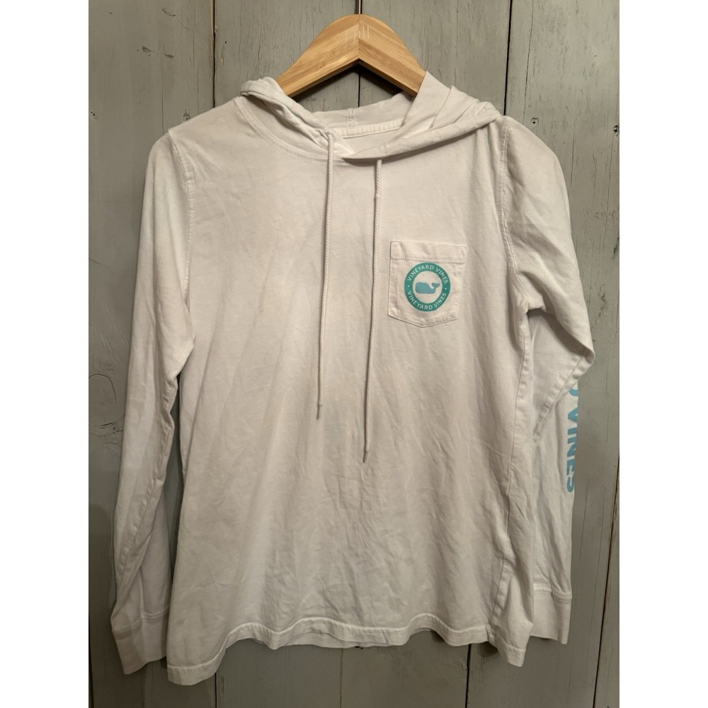 Vineyard Vines Hooded Long Sleeve Tee Top Mint Green Logo Sz-XS